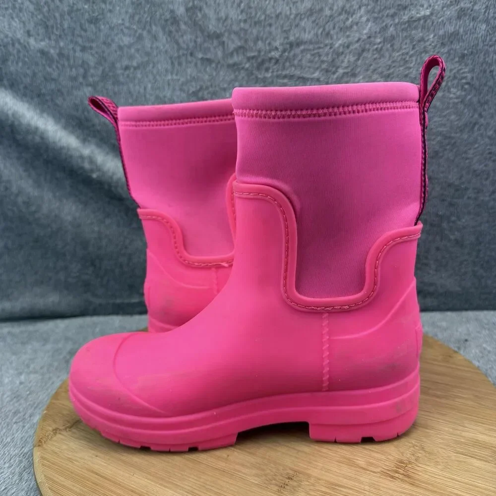 UGG Rain Boots Girls Size 3 Pink Rubber Waterproof Pull On Ankle FW1022L